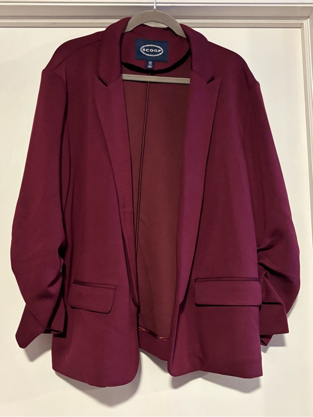 ⭐️Scoop Women's Burgundy Open Blazer Jacket